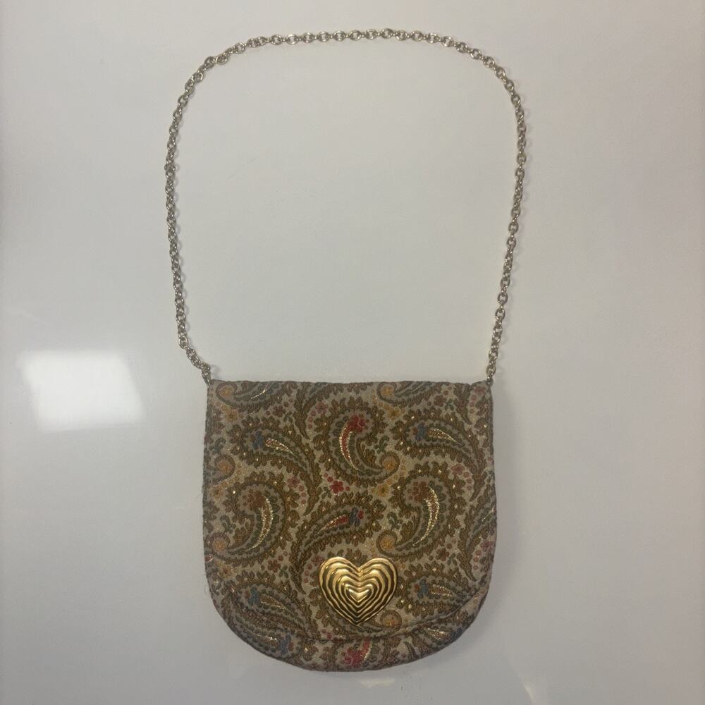 VTG Paisley Print Made In Italy Shoulder Bag Purse Y2K 2000s Heart Ernest Misier